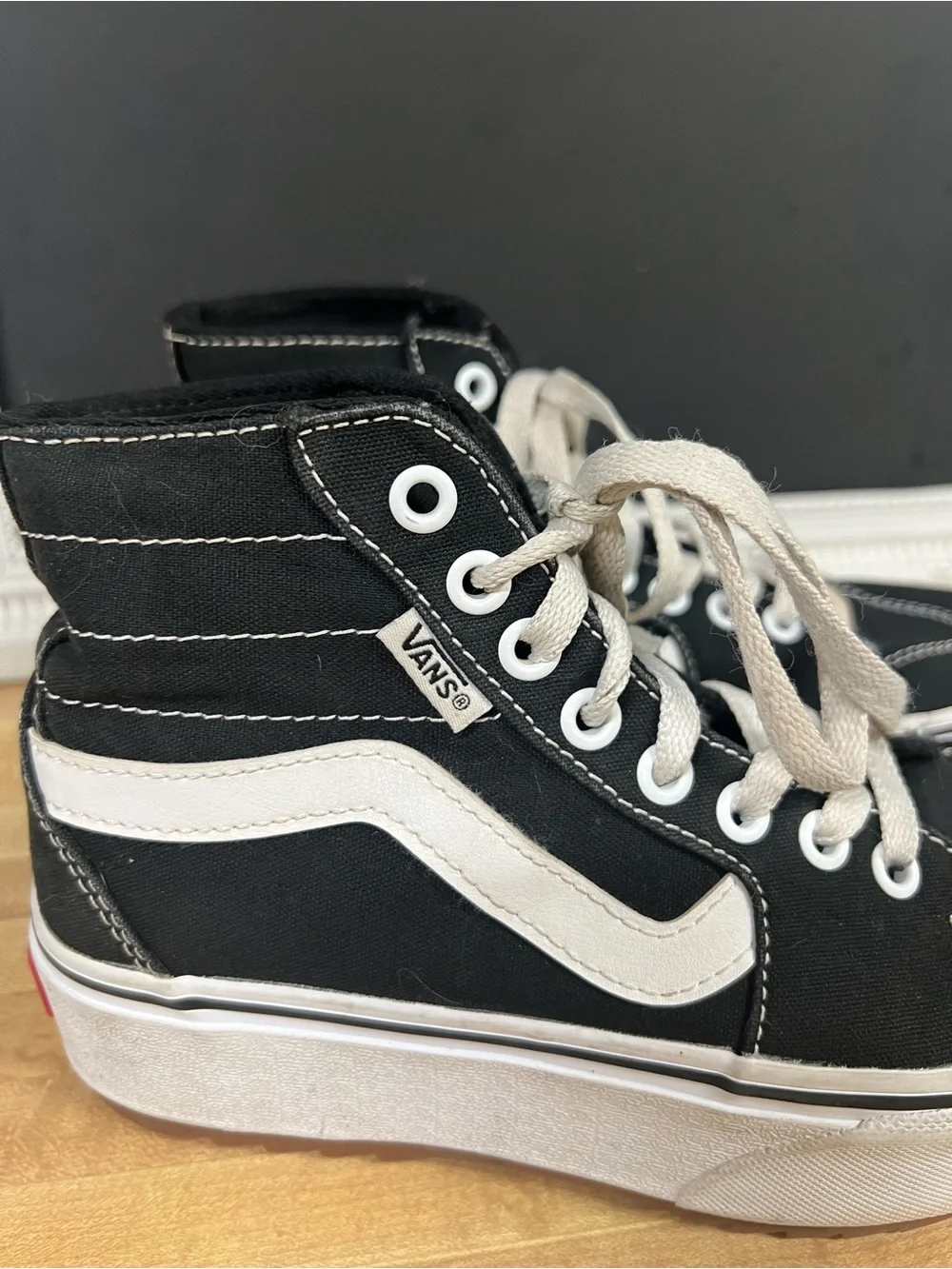 Vans Black and White Platform Sk8-Hi Sneakers - Picture 2 of 9